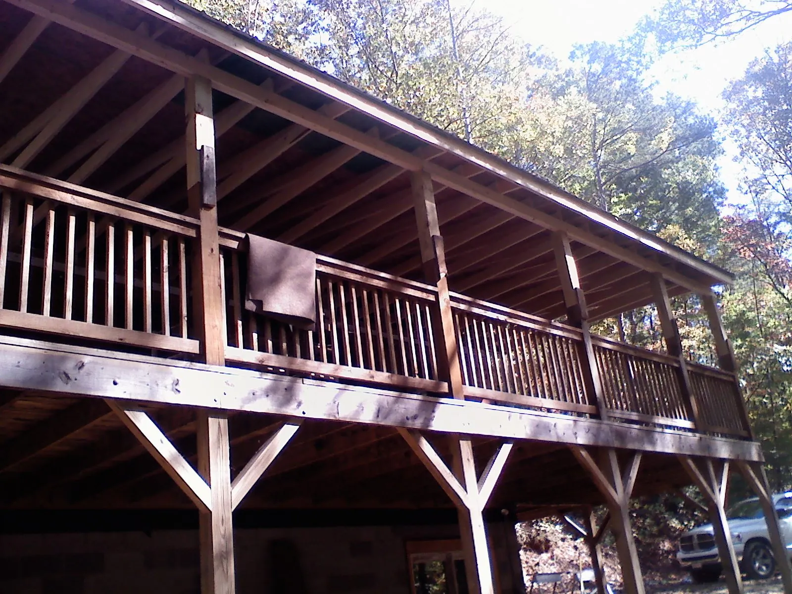 Timber framing under a new elevated porch and deck — Roof Leak Repair in Franklin Square by Roofing Brothers